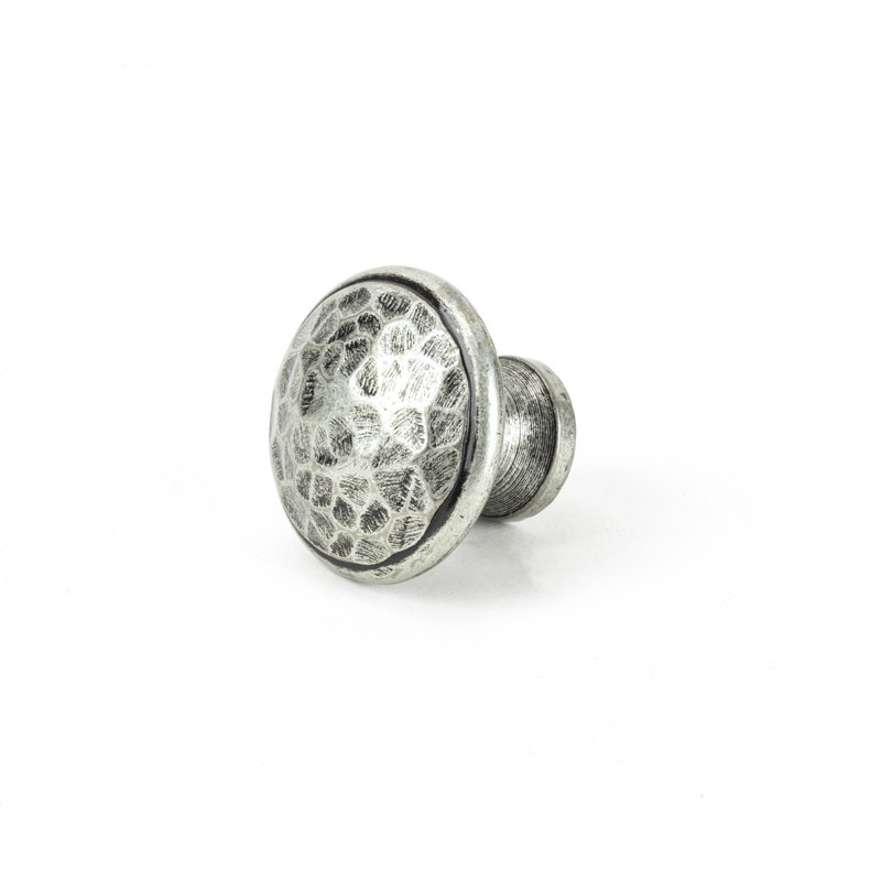 Hammered 30mm Diameter Round Knob, Pewter Patina
