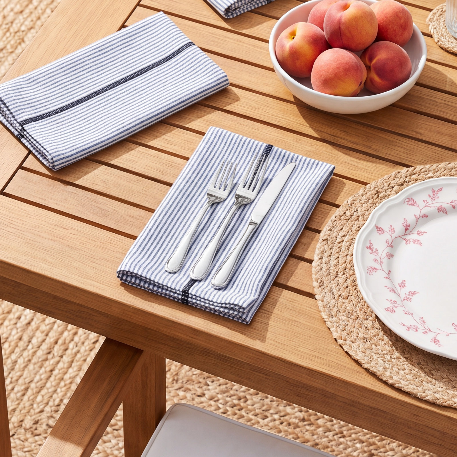 Blisse Reversible Linen Napkin, Chambray Stripe