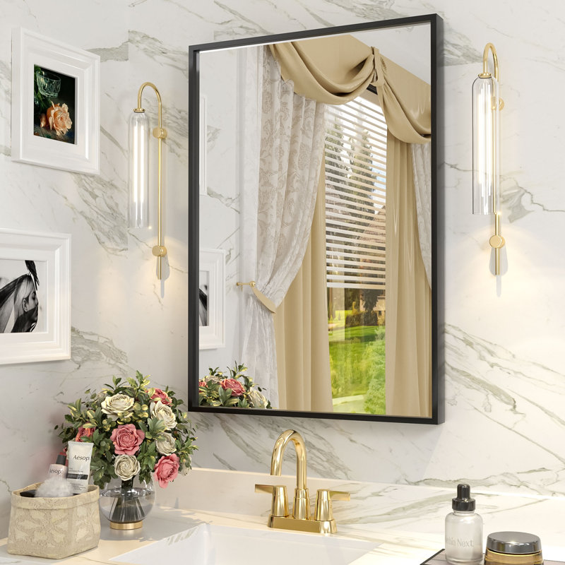 Miroir mural Amara, 28 po x 20 po, Matte Black