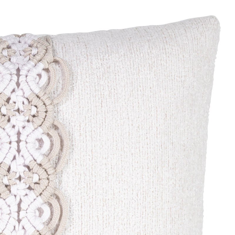 Distinct Indoor/Outdoor Pillow Cover & Insert, 20" H x 20" W, Cream, Square
