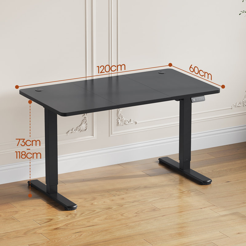 Mallus 120CM x 60CM Electric Height Adjustable Standing Desk, Grey/Black, 120cm. W x 60cm. D