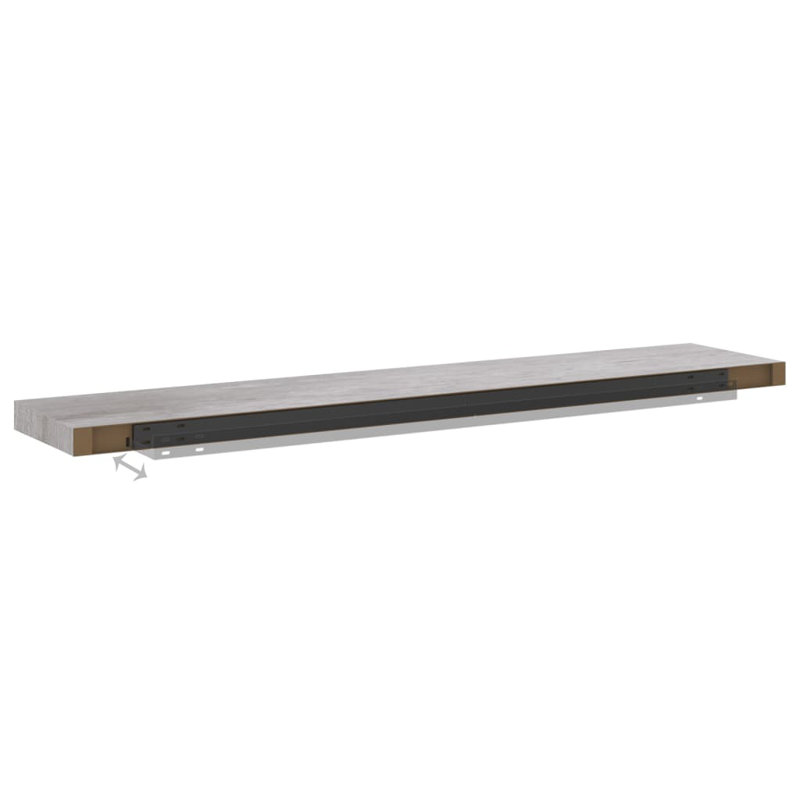Wall Shelf  Wall Mounted Display Shelf for Photo Frame Set of 4, Concrete Gray, 1.5" H x 31.5" W x 9.3" D