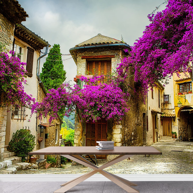 Old Town of Provence Self-Adhesive Large Wallpaper, 100" L x 144" W
