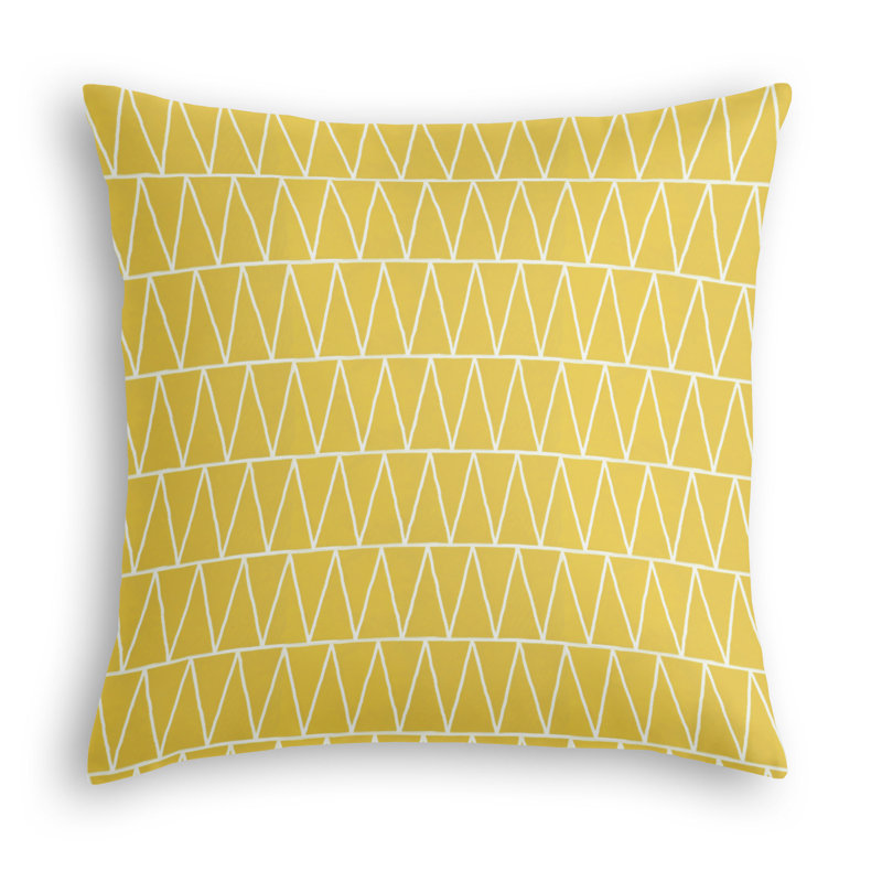 Coussin décoratif en polyester Emilia, 26 po x 26 po, Jaune épice