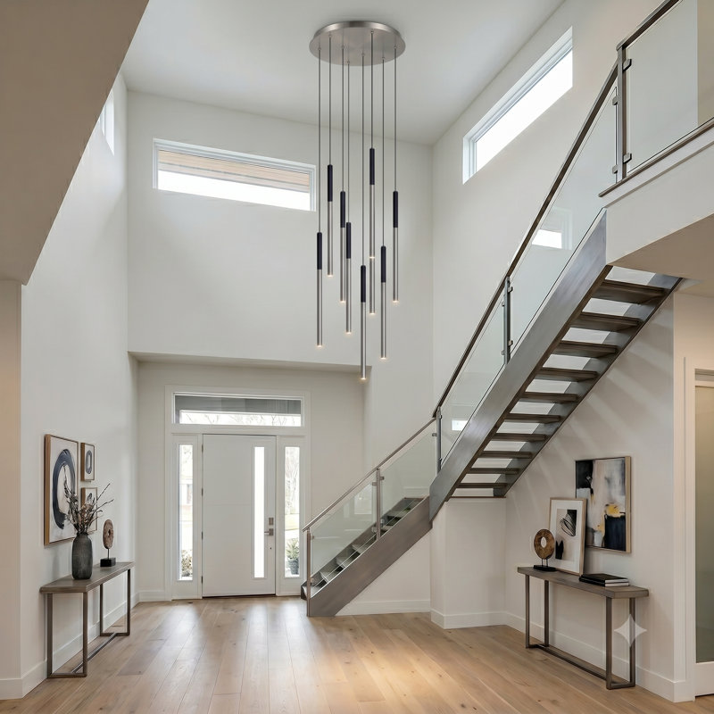 Baileyton 9 - Light Cluster Pendant, Black Top/Brushed Nickel