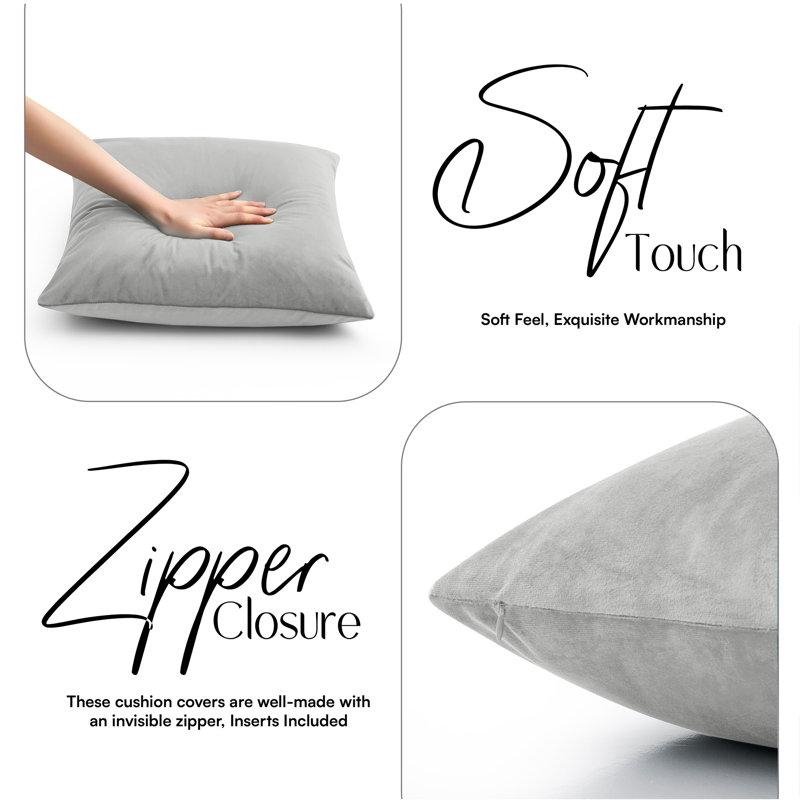 Plain Velvet Cushion Cover-(Pack of 4), Silver
