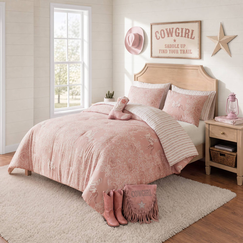 Ensemble d'édredon pour grand lit en microfibre rose Jesse 6 pièces, Grand lit, Pink