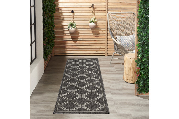 Winston Porter Quinata Power Loom Charcoal Grey Indoor/Outdoor Rug