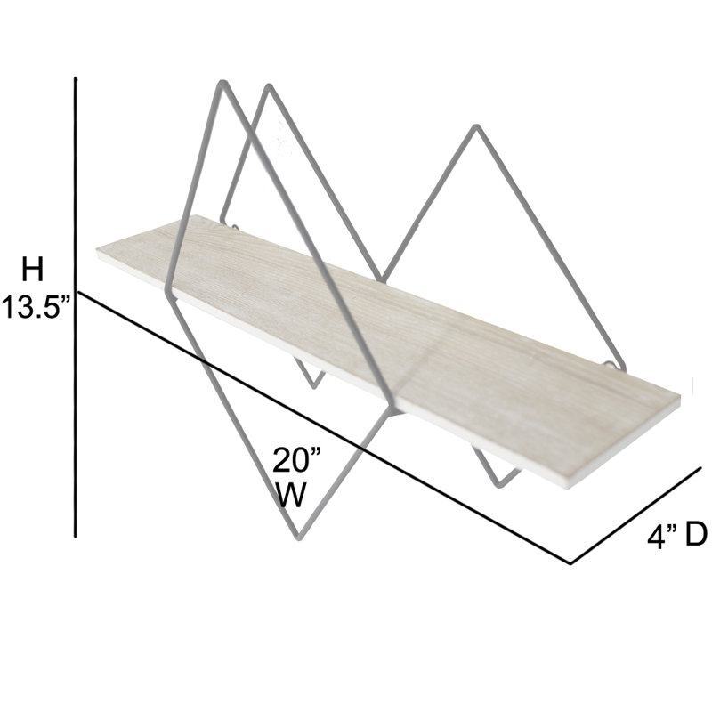 Mengiste Geometric Floating Wall Mount Shelf, Geometric Floating Modern Shelf For Wall Décor