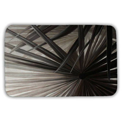 Grayscale tropical plants Bath Mat with Non-Slip Backing - Quick Dry Memory Foam Bathroom Rug - Absorbent - Modern Plush Spa-Style - Machine Washable