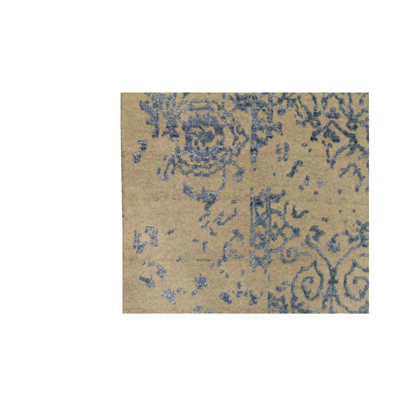 Tapis bleu et vert noué à la main de haute qualité