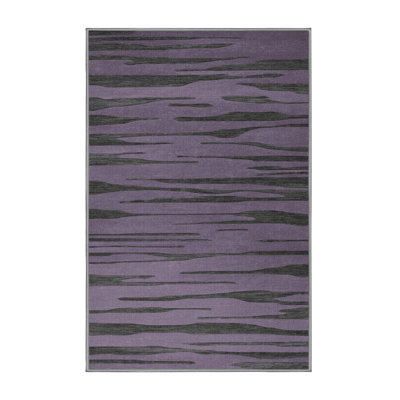 Machine Washable Abstract Purple Area Rug