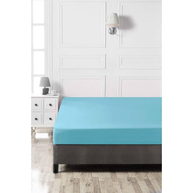 Premium 100% Cotton Fitted Sheet, Turquoise, Twin Size (39 x 75 + 12) | 155 Thread Count, 4.0 oz/sq yd, Soft & Breathable | Machine Washable, Perfect for Comfortable Sleep & Easy Care