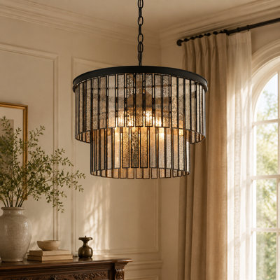 4- light Dimmable 18'' W Drum Dining Room Chandelier