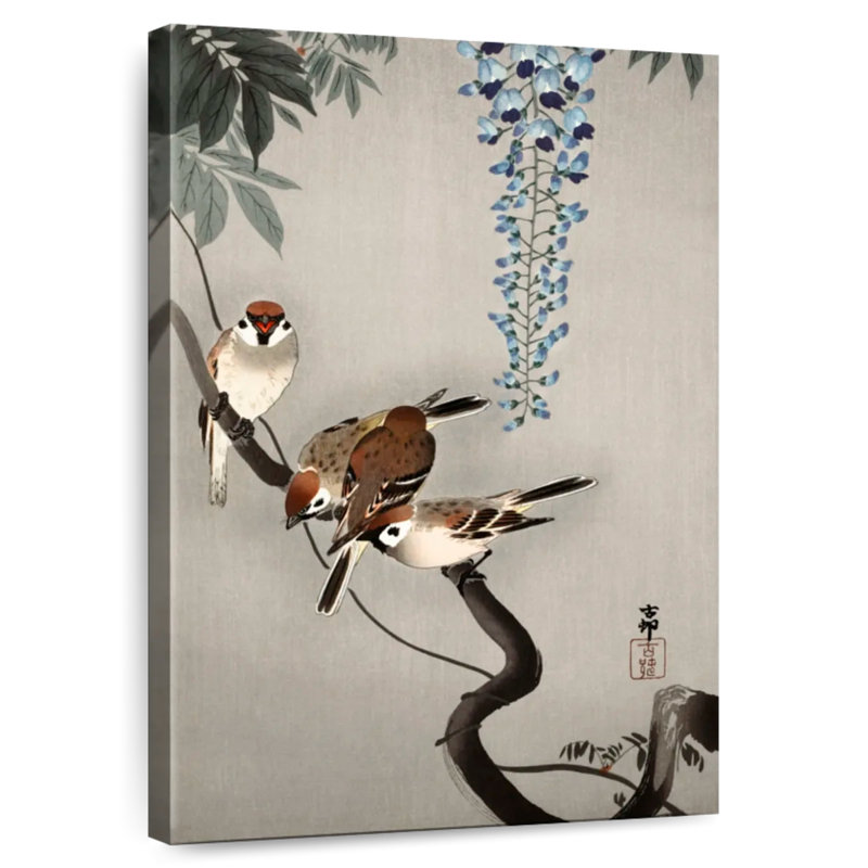 Brampt Ring Sparrows At Wisteria, 36" H x 24" W
