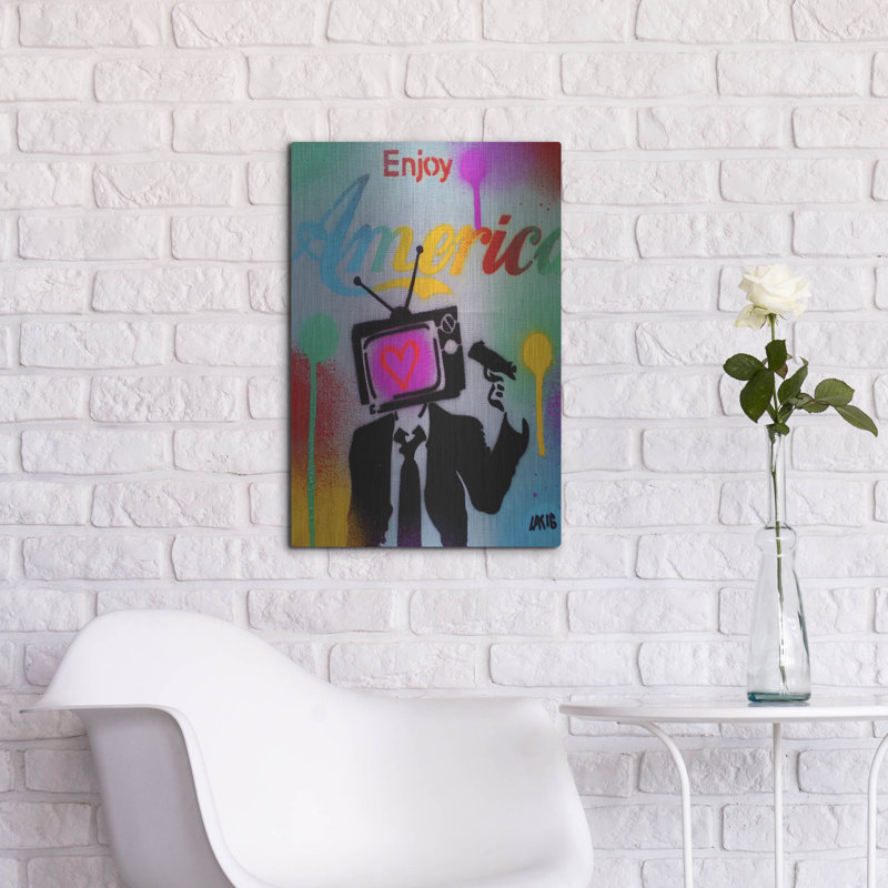 «Enjoy America» par Abstract Graffiti, art mural, H 24 po x l 16 po