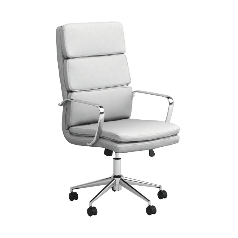 Chaise de bureau en similicuir Rusank, Blanc, 26"