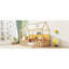 Lit simple avec lumière DEL, lit maison en bois avec bibliothèque de rangement, lit maison au sol-1748932242