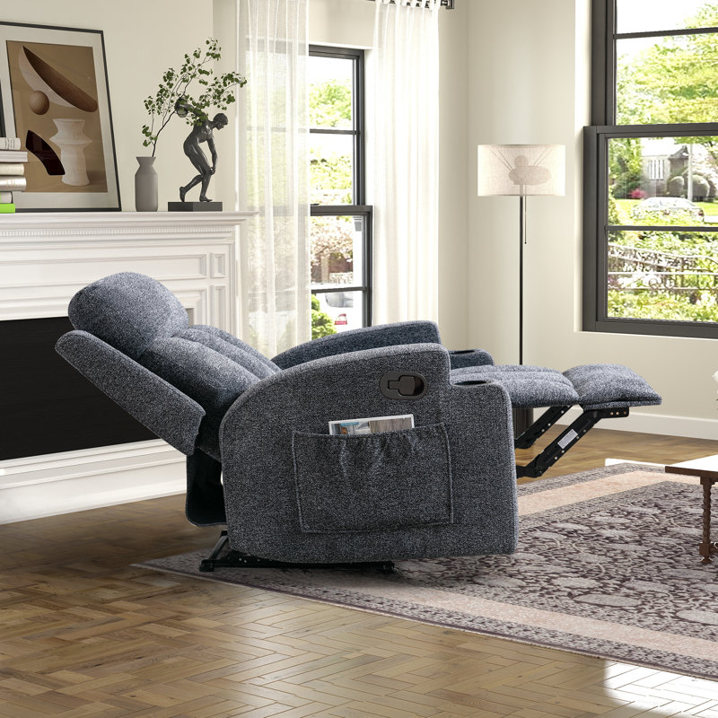 Fauteuil inclinable manuel l 33,07 po avec massage et chauffage , Microfibre / microsuède gris foncé