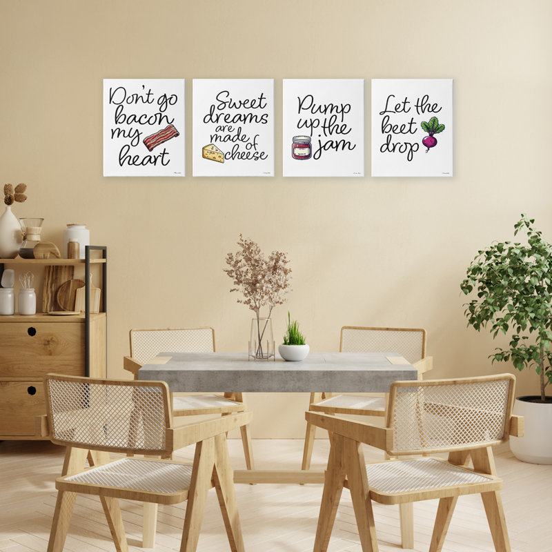«Fun Music Lyric Puns», ensemble de 4 toiles, par Susan Ball, H 14 po x l 44 po
