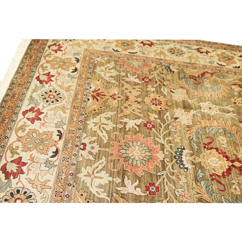 High-Quality Hand-Knotted Brown And Cream Area Rug