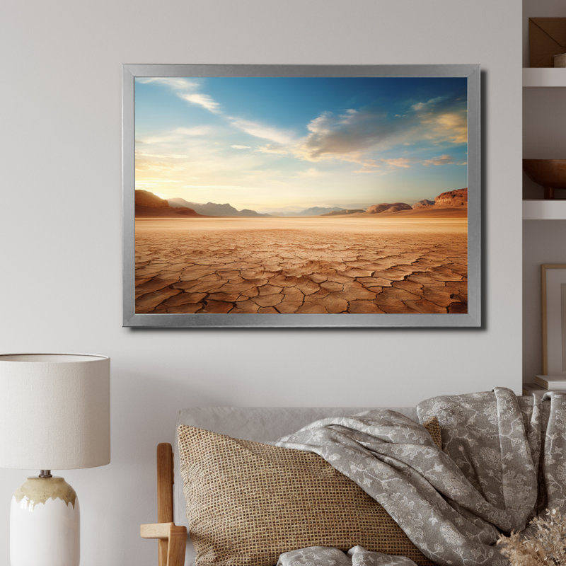Scénique paysage désertique infini horizon V, H 12 po x l 20 po x P 1 po, Cadre simple argenté