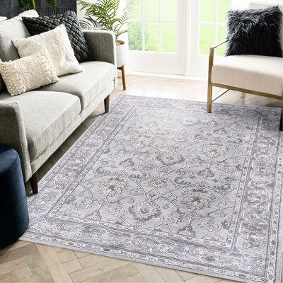 Tapis tissé et tissé 5X7 / gris / teinté, ne perd pas ses poils, rehausse la chambre à coucher, le salon et la salle à manger de la collection Look 5X7, For Living, Space