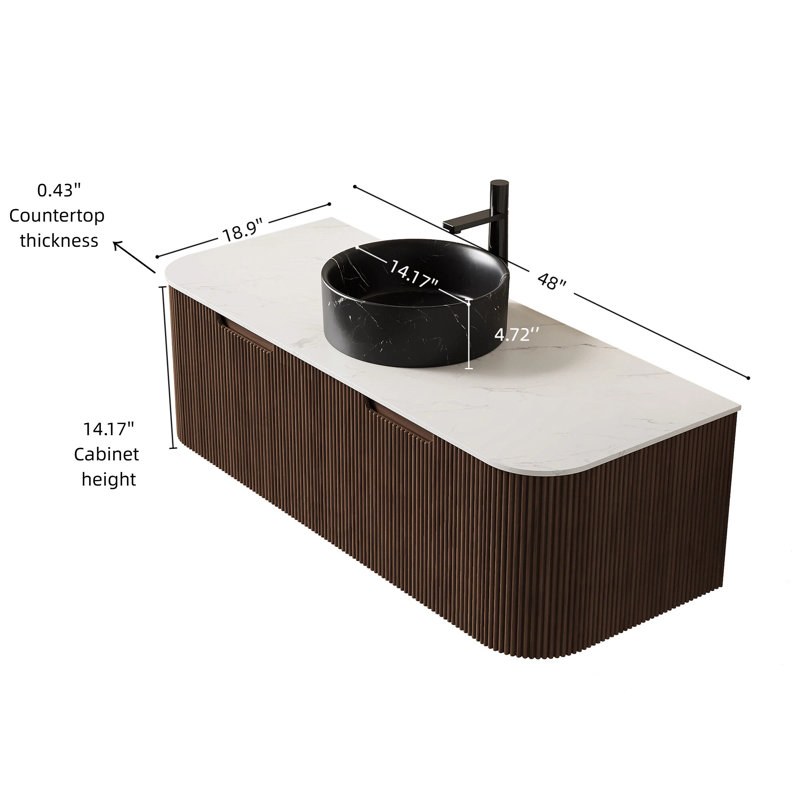 Meuble-lavabo et lavabo flottant moderne de style grain de bois pour la maison