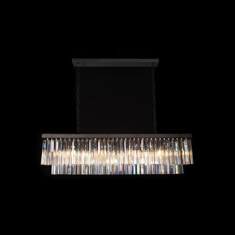 Lustre rectangulaire en cristal 14 lumières, Noir