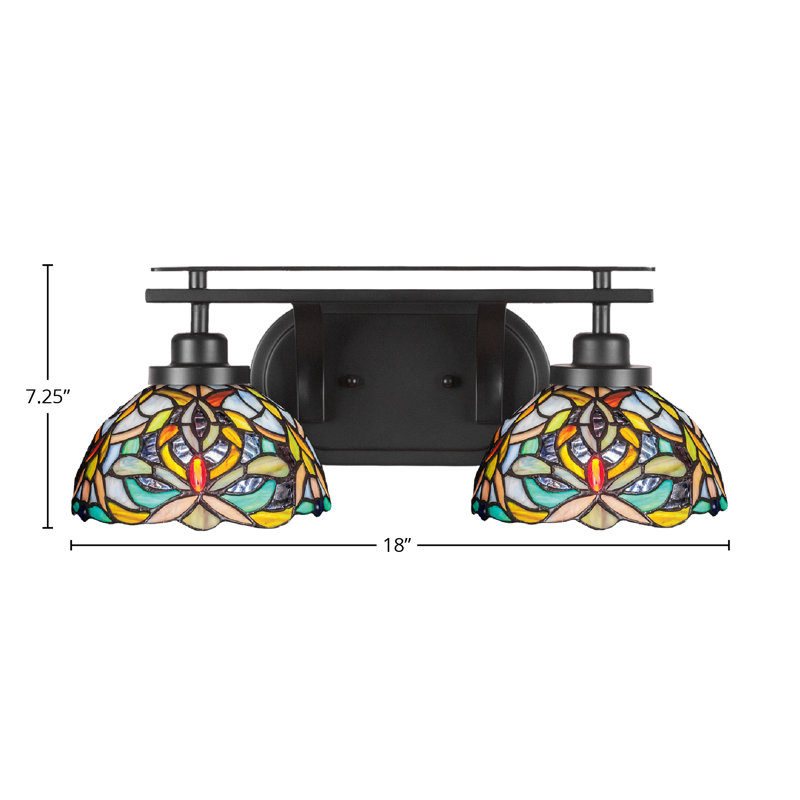 Estella 2 Light Bath Bar Shown With 7" Kaleidoscope Art Glass, Matte Black