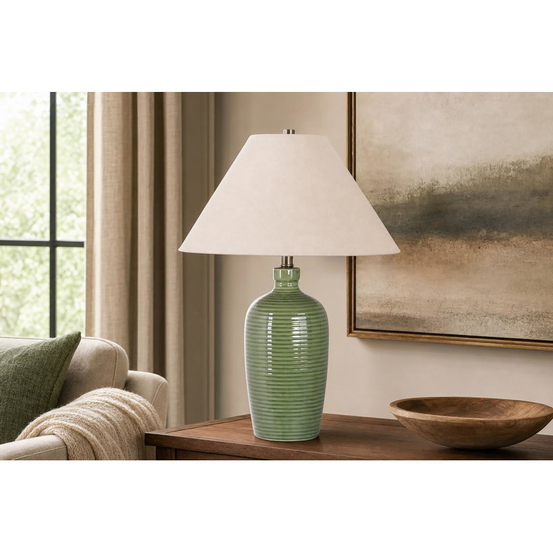 Lampe de table en céramique Verdant Elegance - vert sauge - ensemble de 2