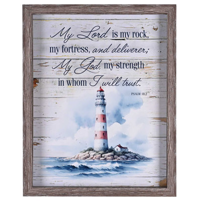 Framed Wall Art Lighthouse Lord My Rock