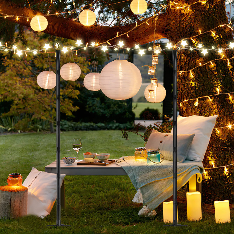 Guirlandes de lumières avec crochets, 8,5 pi de lumières pour l'extérieur avec 5 fourches, paquet de 4