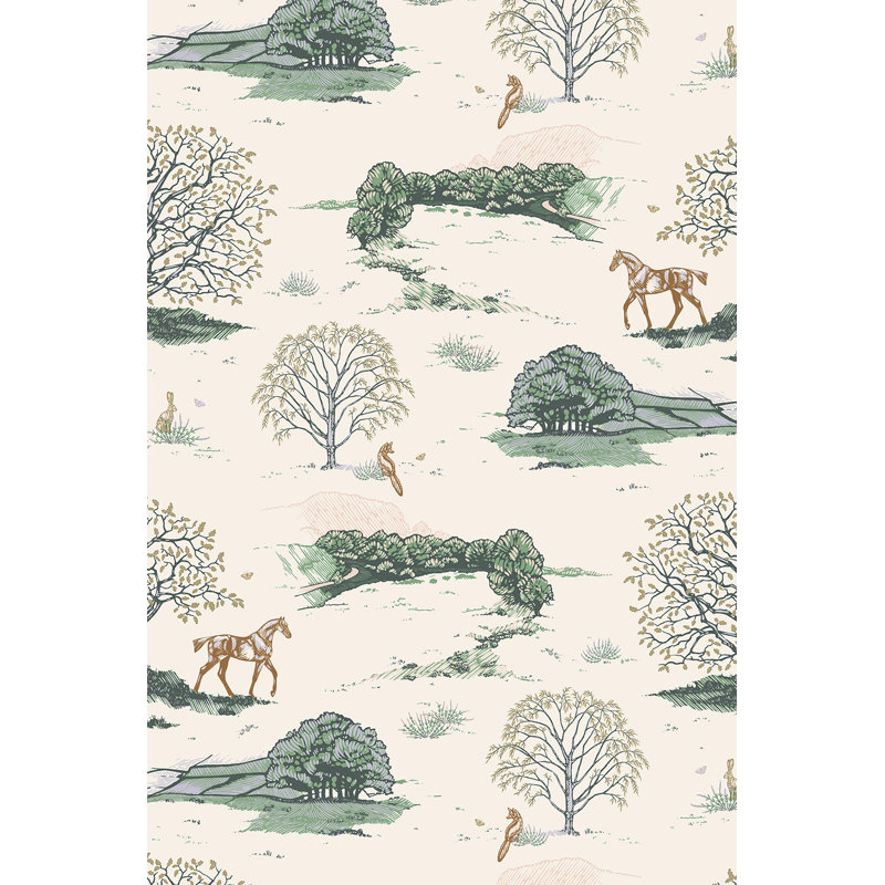 Countryside Toile - Danielle Demers Studio Licensed Design, Cream/Green/Beige