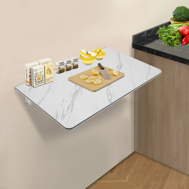 Table pliante murale, H 0,63 po x l 35,43 po x P 19,69 po, Blanc