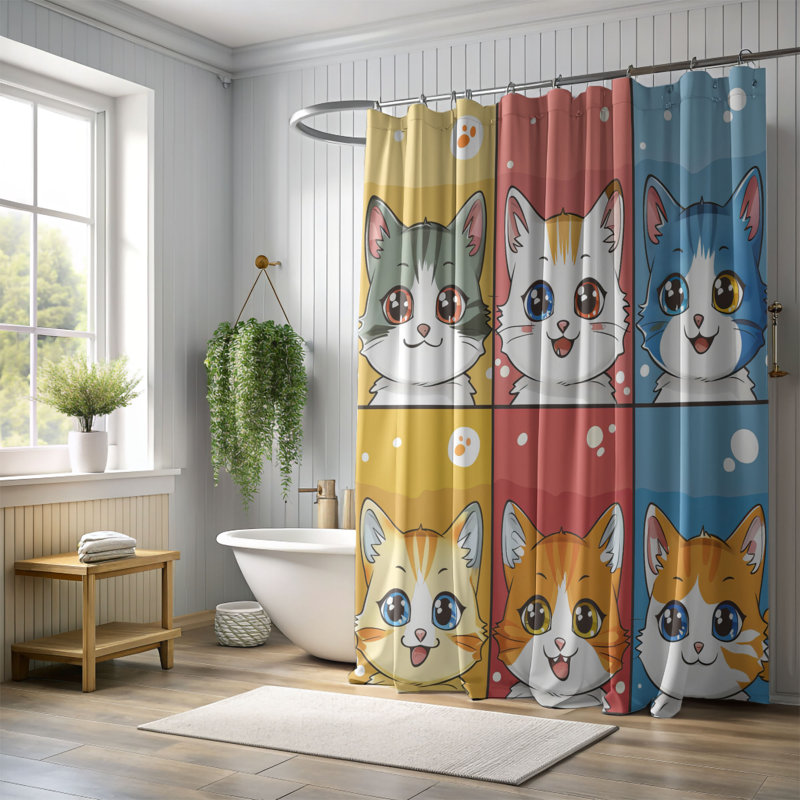 Playful Cats - Rideau de douche Premium, H 74 po x l 71 po