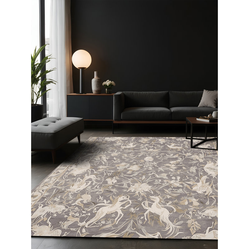 Tapis beige soyeux et moelleux, Carré 6 pi