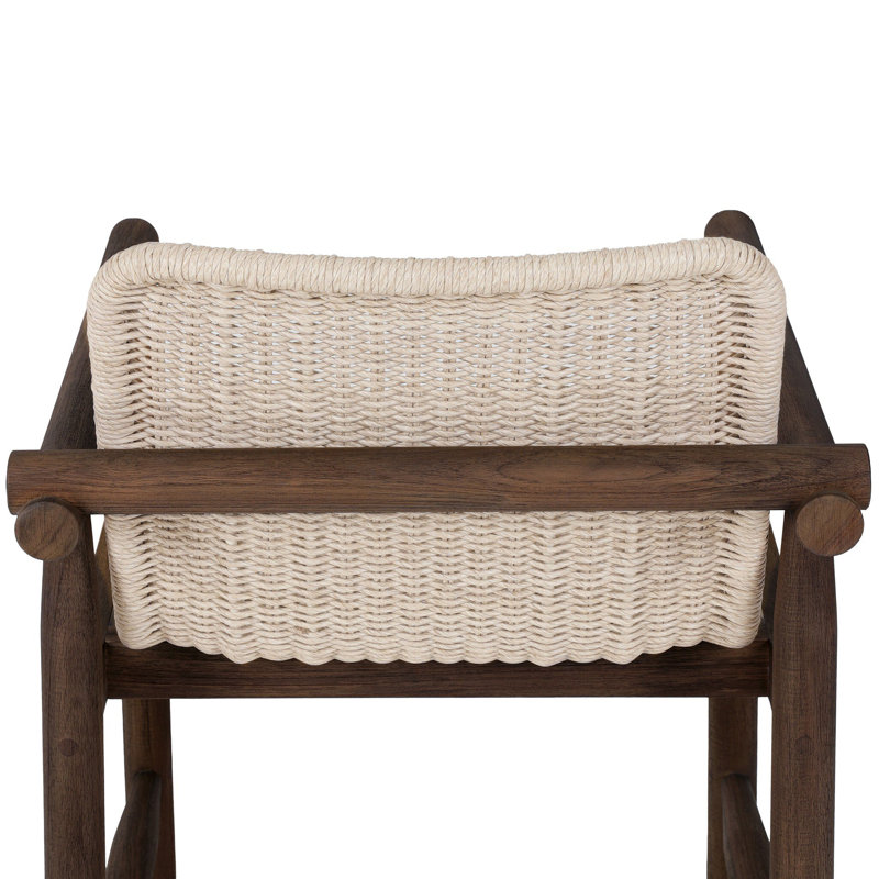 Dume Outdoor Dining Armchair, White/Brown