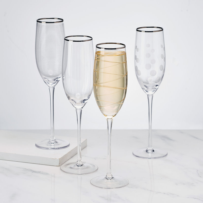Cheers 20Th Anniversary Platinum Flutes  8-Oz, Set Of 4