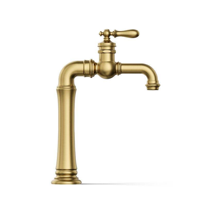 Artifacts Gentleman's Single Hole Bathroom Faucet with Drain Assemby, Vibrant Brushed Moderne Brass