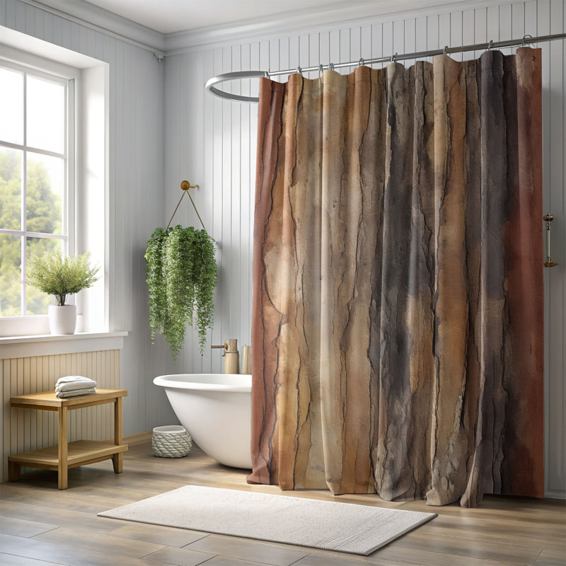 Rideau de douche abstrait, H 74 po x l 71 po