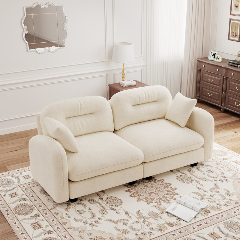 Chenille Sofa, Loveseat, Couch, Beige