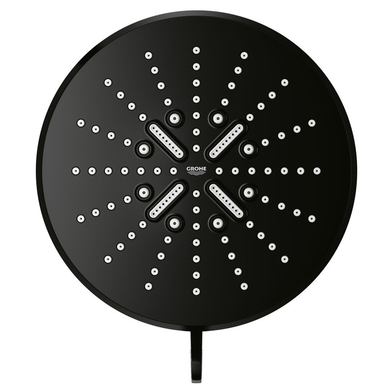Massage Rain Shower Head, Matte Black