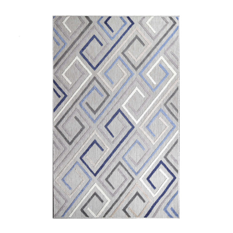 Tapis intérieur / extérieur 100% polypropylène Kawaun, Gris, Rectangle 6 pi x 8 pi 10 po