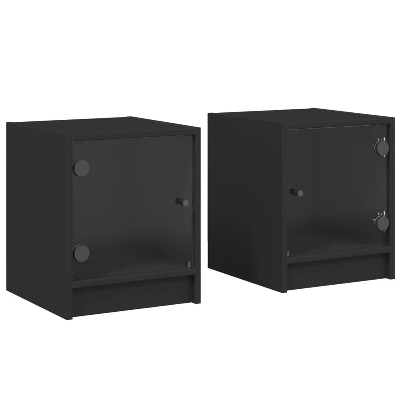 Massiyah 35cm W Manufactured Wood Bedside Table, White, Set of 2