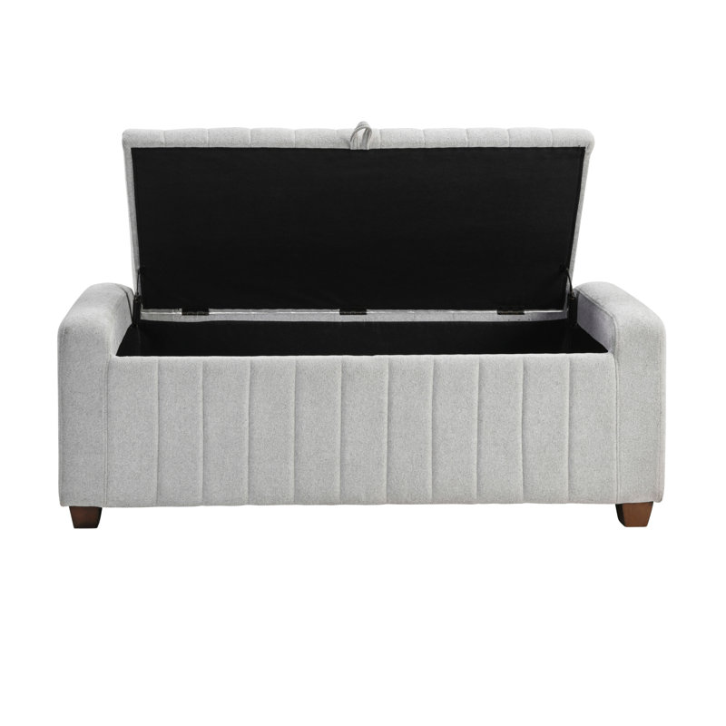 Banc moderne avec revêtement bouclé gris et rangement en contreplaqué, Gris