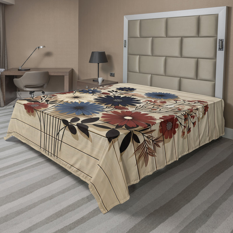Polyester Floral Flat Sheet, Queen Flat Sheet