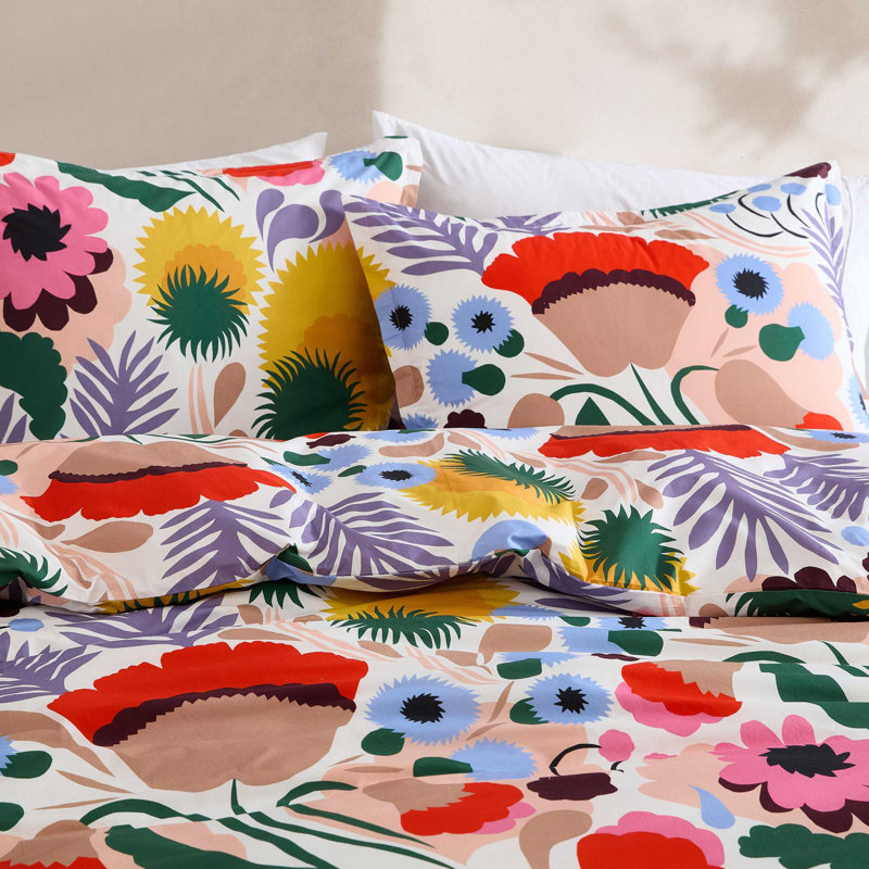 Marimekko Ojakellukka Cotton Duvet Cover Set, King Duvet Cover + 2 King Shams