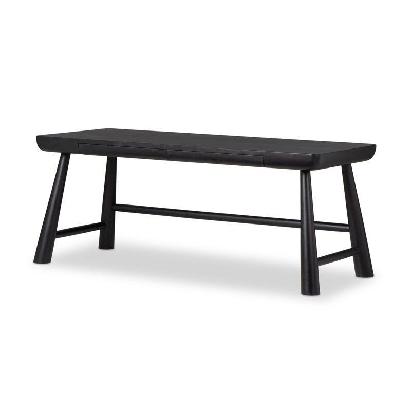 LORIK Solid Wood Writing Desk, Black