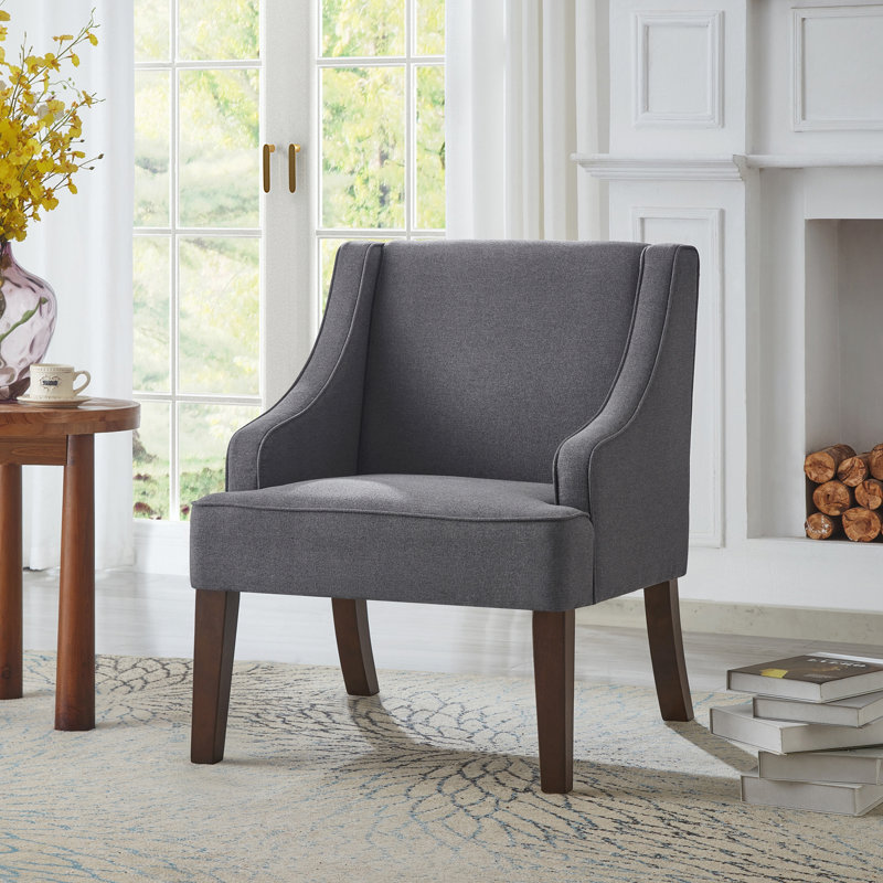 Chaise d'appoint Mid-Century moderne, Lin gris foncé
